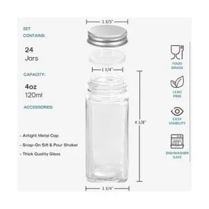 AOZITA 24 tarros de especias de vidrio con etiquetas de_2