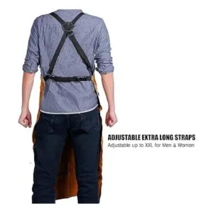 QeeLink Delantal de soldadura de cuero con 6 bolsillos_5