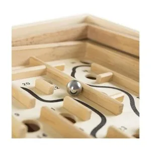 Juego de laberinto de madera de laberinto con dos canicas_3