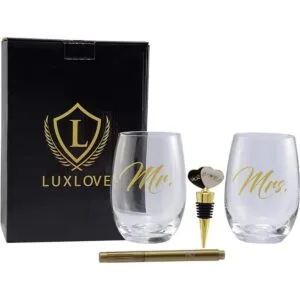 LUXLOVE Juego de copas de vino para parejas incluye_1