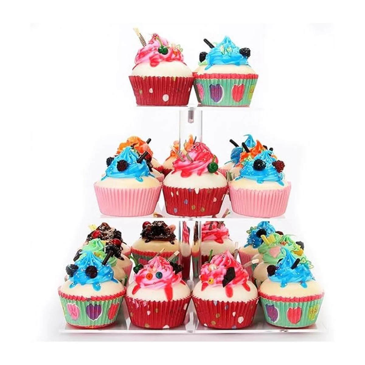 Soporte cuadrado de acrílico transparente para magdalenas_2