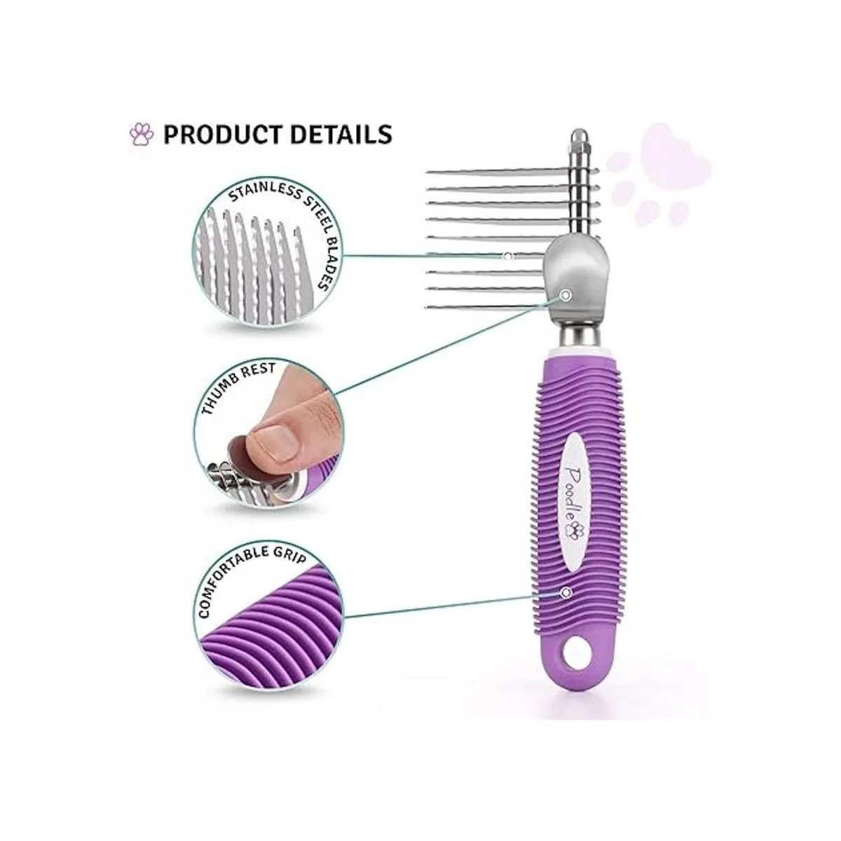 Poodle Pet Herramienta de cepillo para rastrillo de pelo_2