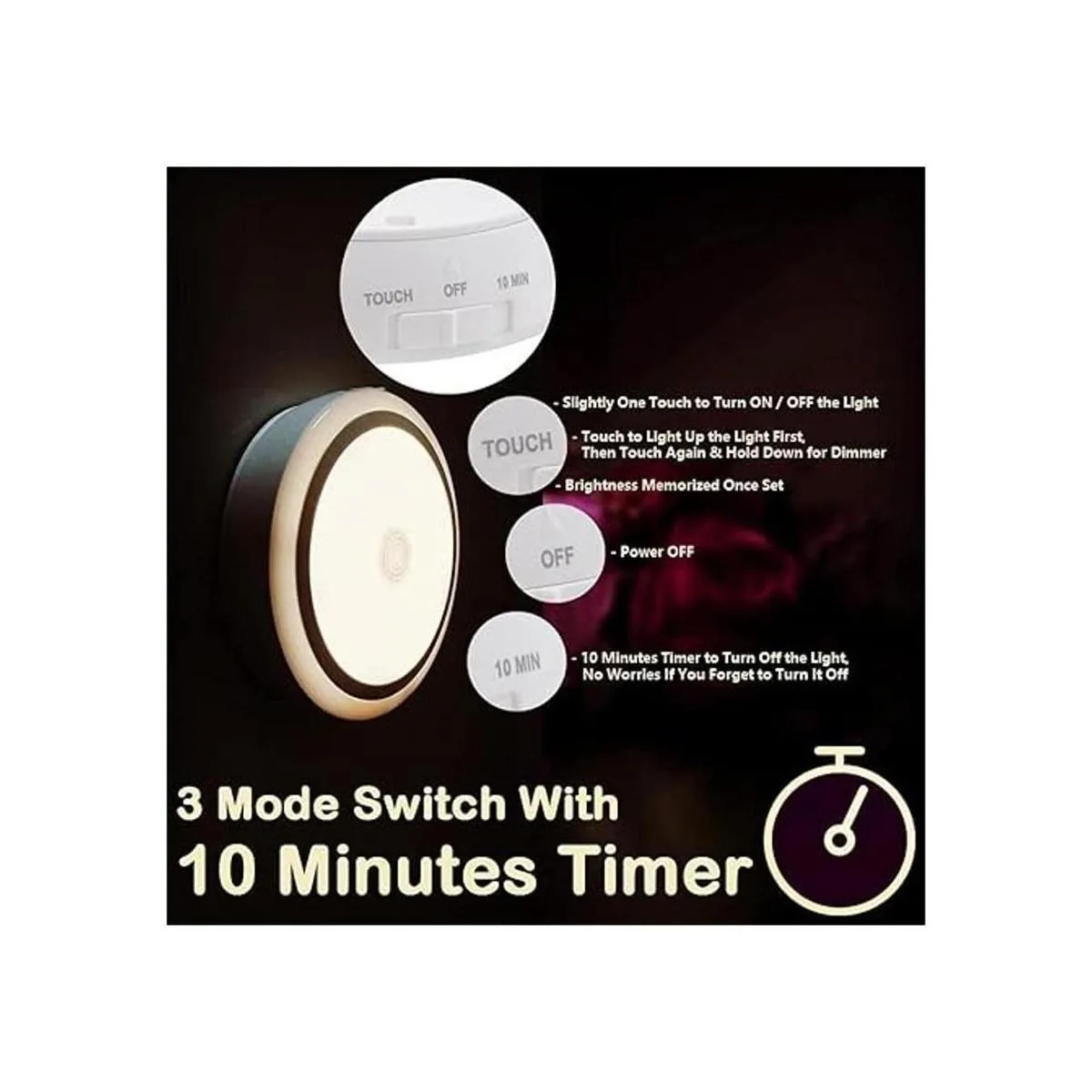 RTSU Luz táctil recargable con temporizador lámpara de_4