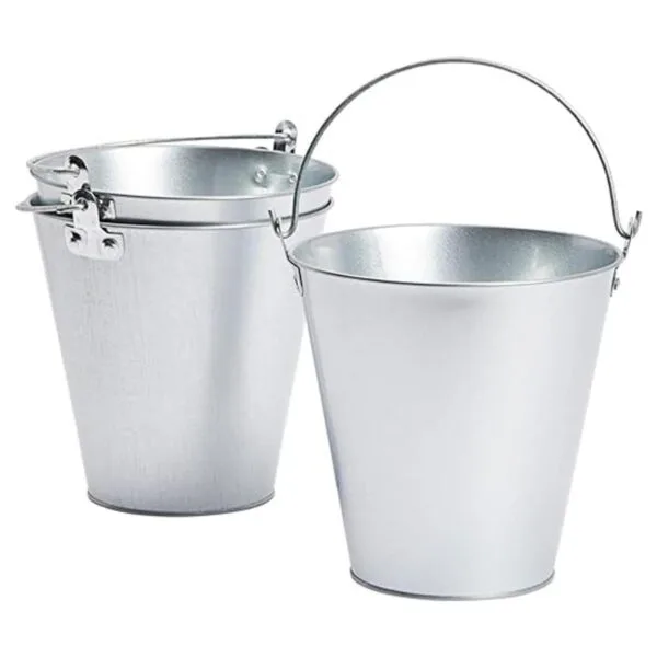 Juvale Paquete de 3 cubos de hielo de metal galvanizado_1