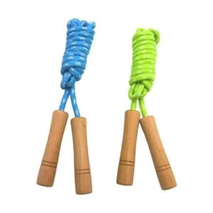 Cuerda de saltar de algodón para niños mango de madera_1