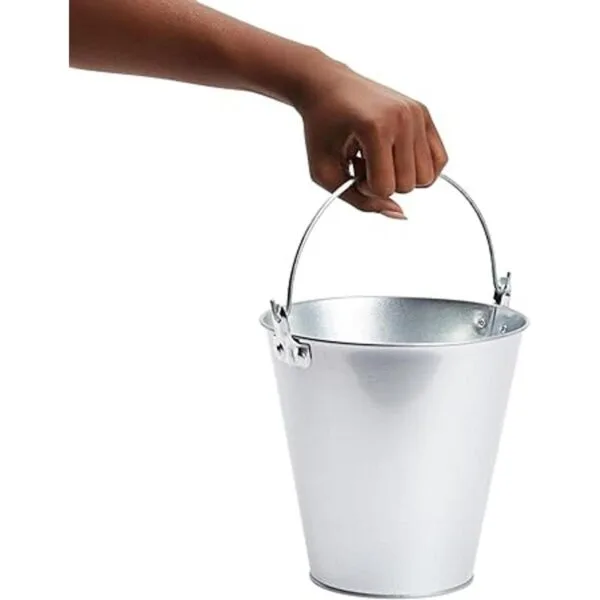 Juvale Paquete de 3 cubos de hielo de metal galvanizado_4