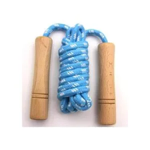 Cuerda de saltar de algodón para niños mango de madera_3