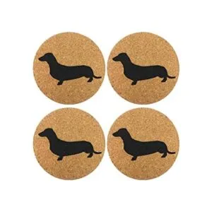 Dachshund Weiner Juego de 4 posavasos de corcho para_1