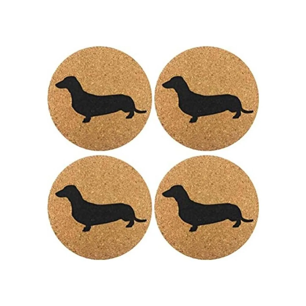 Dachshund Weiner Juego de 4 posavasos de corcho para_1