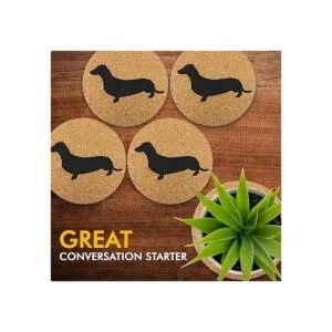 Dachshund Weiner Juego de 4 posavasos de corcho para_5