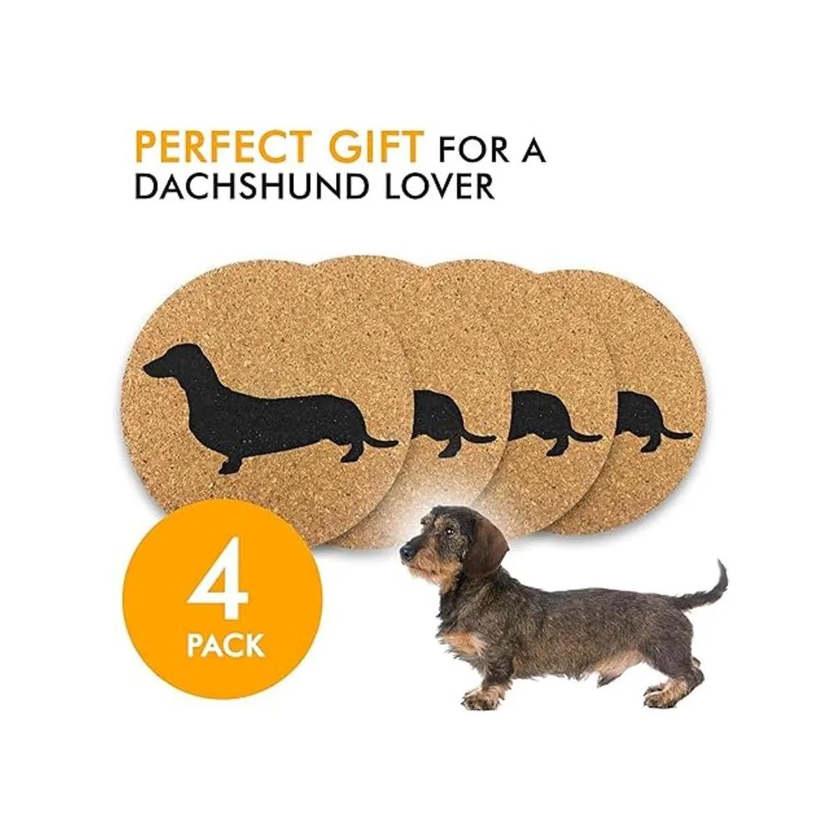 Dachshund Weiner Juego de 4 posavasos de corcho para_4