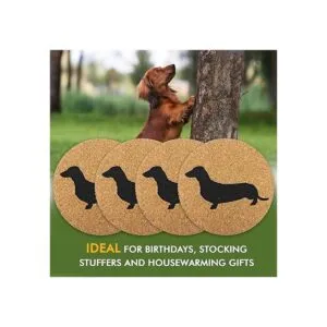 Dachshund Weiner Juego de 4 posavasos de corcho para_6