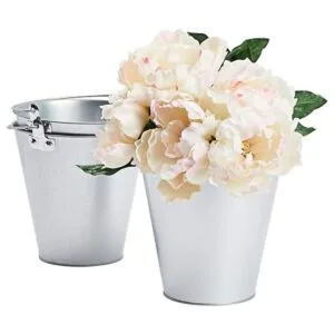 Juvale Paquete de 3 cubos de hielo de metal galvanizado_3
