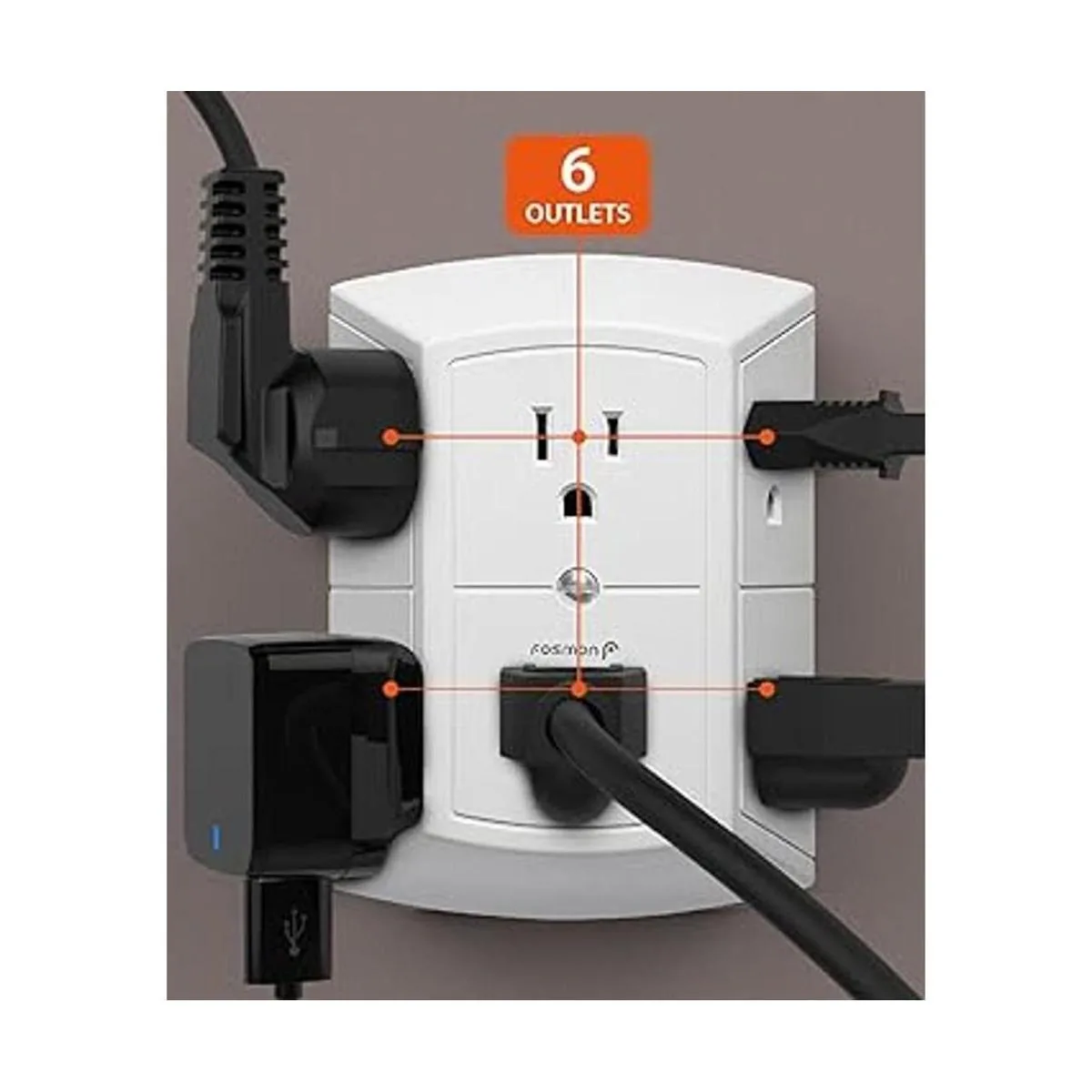 Fosmon 6 toma de corriente adaptador de pared ETL_3