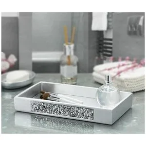 Creative Scents Bandeja de baño de mosaico plateado_2