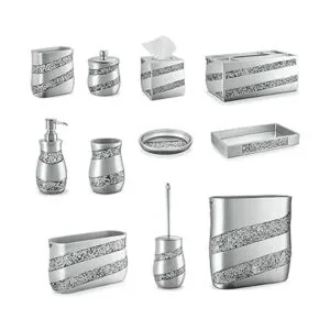 Creative Scents Bandeja de baño de mosaico plateado_3