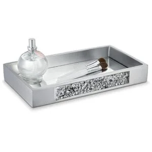 Creative Scents Bandeja de baño de mosaico plateado_1