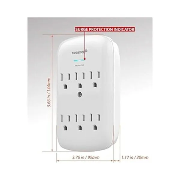 6 Soporte de pared de salida Surge Protector Fosmon ETL_6