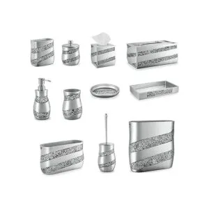 Creative Scents Soporte de mosaico plateado Qtip Tarro_7