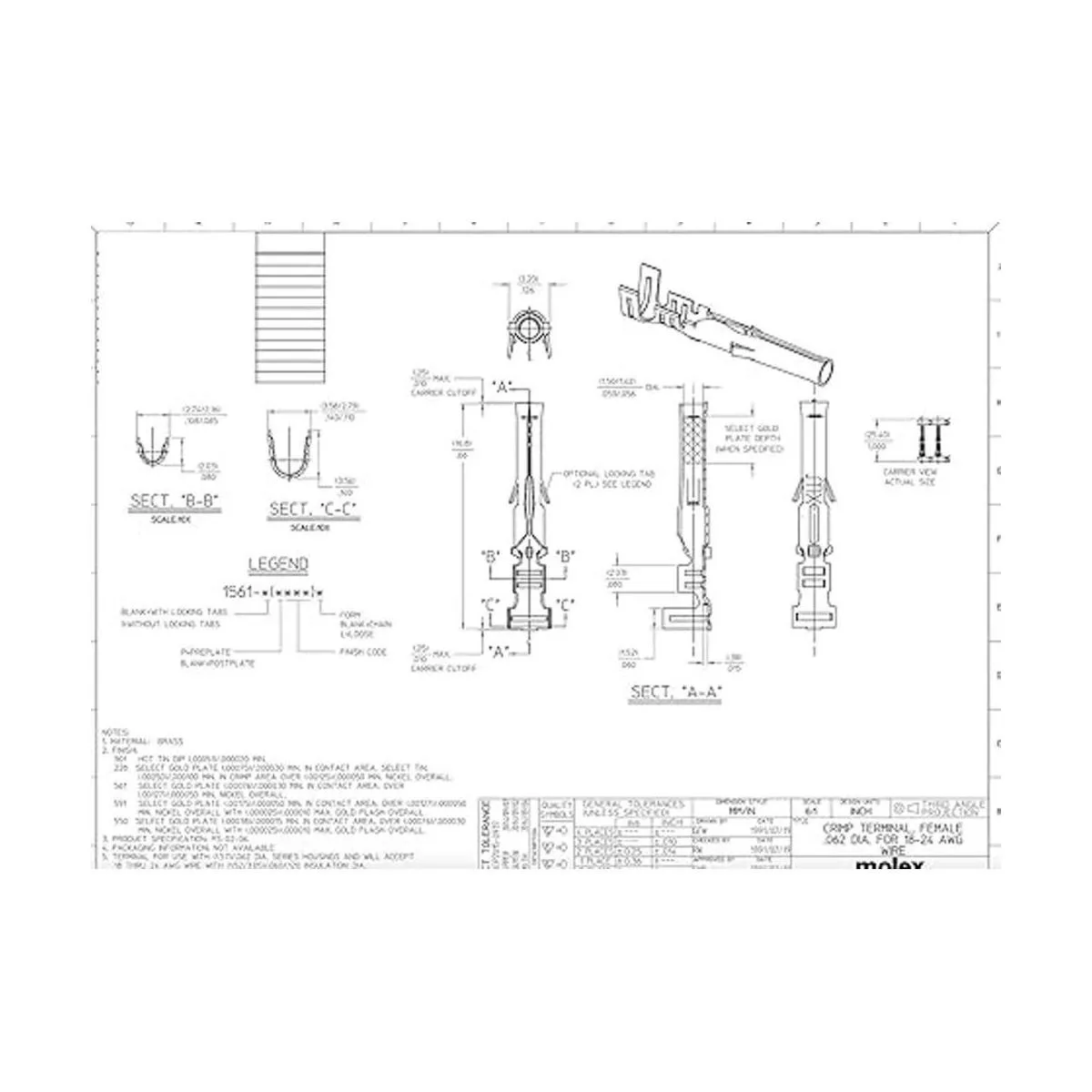 Molex 40 unidades Pasadores de calibre 1824 AWG Pines de_2