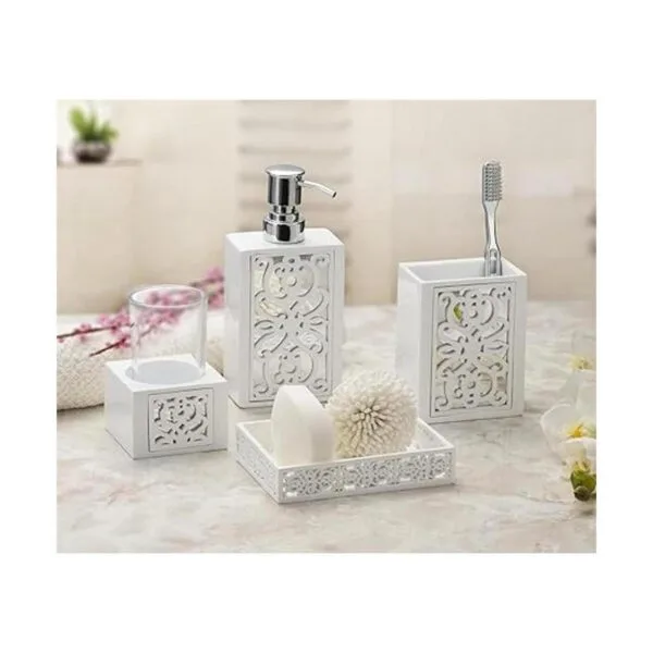 Creative Scents Dispensador de jabón blanco para baño_3