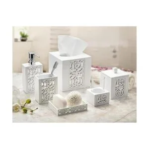 Creative Scents Dispensador de jabón blanco para baño_5