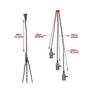 Swpeet Cable de luz colgante vintage triple con_2