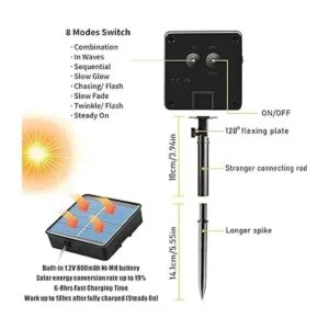 RUICHEN Tira de luces solares para exteriores 16.5 pies_4
