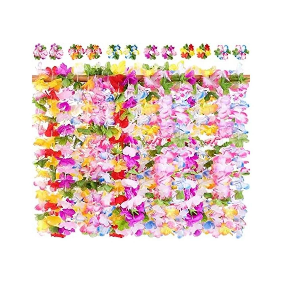 Jollylife 54 collares hawaianos Luau Leis con flores de_1