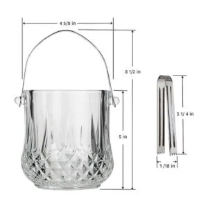 Lilys Home Cubo de hielo de vidrio con mango y pinzas SS_6
