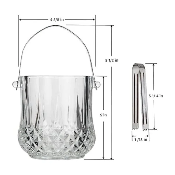 Lilys Home Cubo de hielo de vidrio con mango y pinzas SS_6
