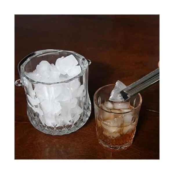 Lilys Home Cubo de hielo de vidrio con mango y pinzas SS_2