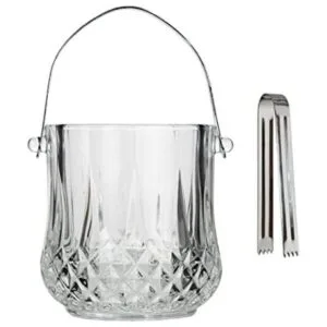 Lilys Home Cubo de hielo de vidrio con mango y pinzas SS_1