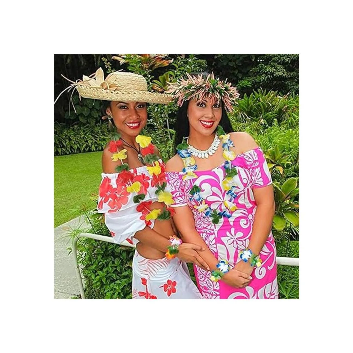 Jollylife 54 collares hawaianos Luau Leis con flores de_5