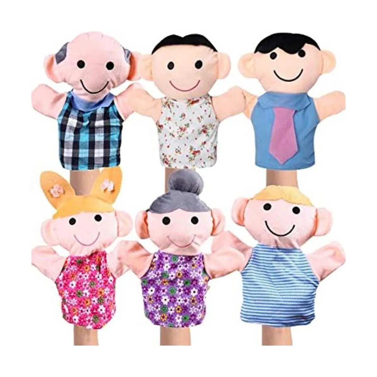 Juego de marionetas de mano 6 miembros de la familia_1