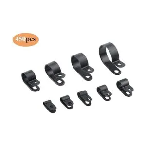 TOVOT 450 clips de alambre de nailon negro tipo R clips_2