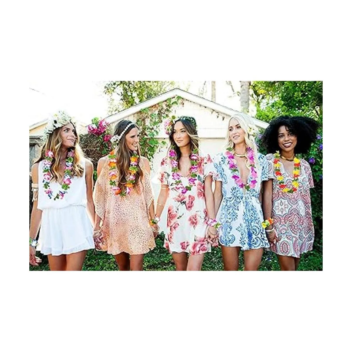 Jollylife 54 collares hawaianos Luau Leis con flores de_2
