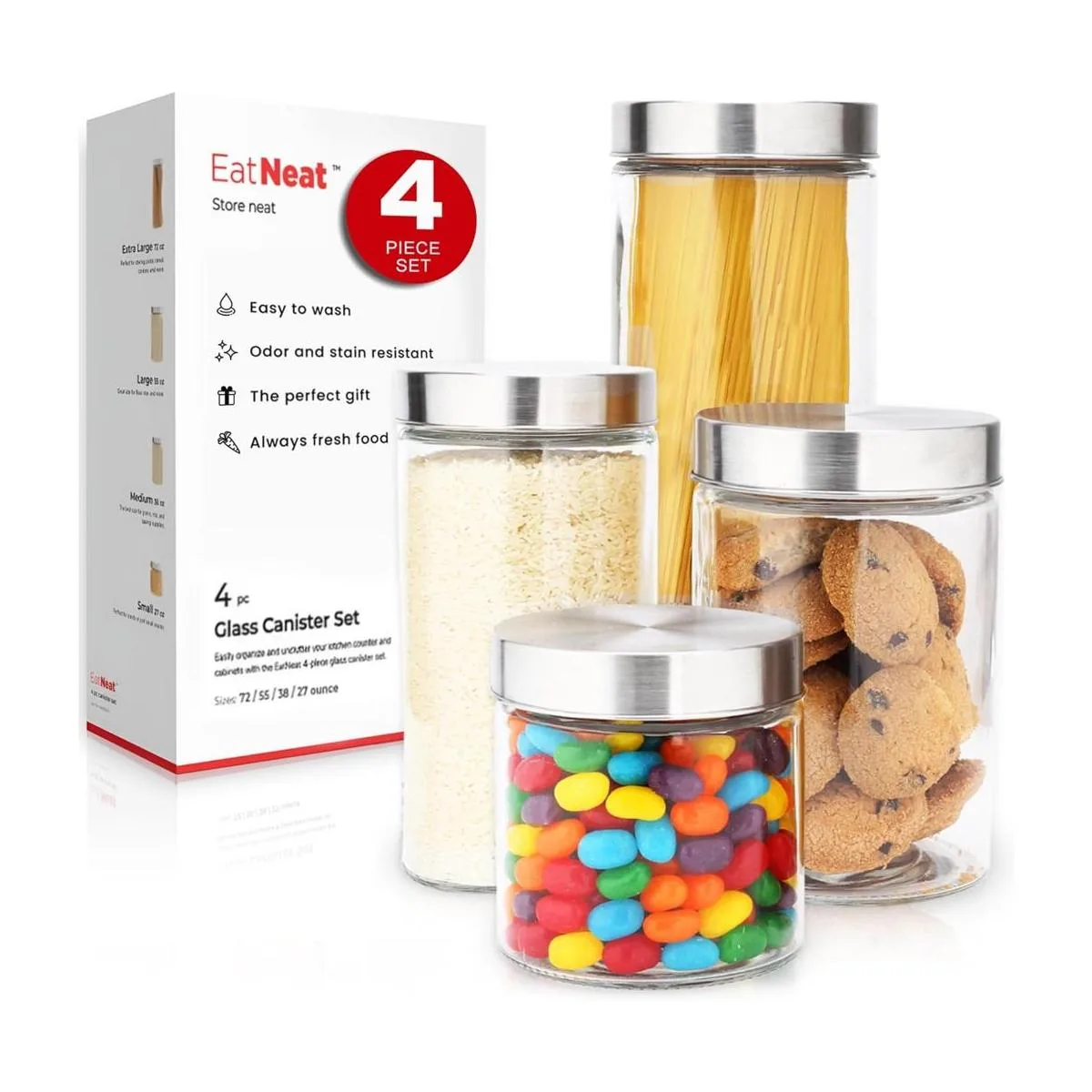 EatNeat Hermosos recipientes de cocina de vidrio de 4_1