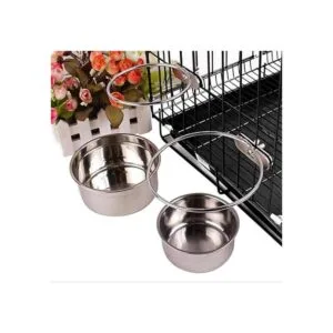 Cuenco de acero inoxidable con abrazadera para perros_3