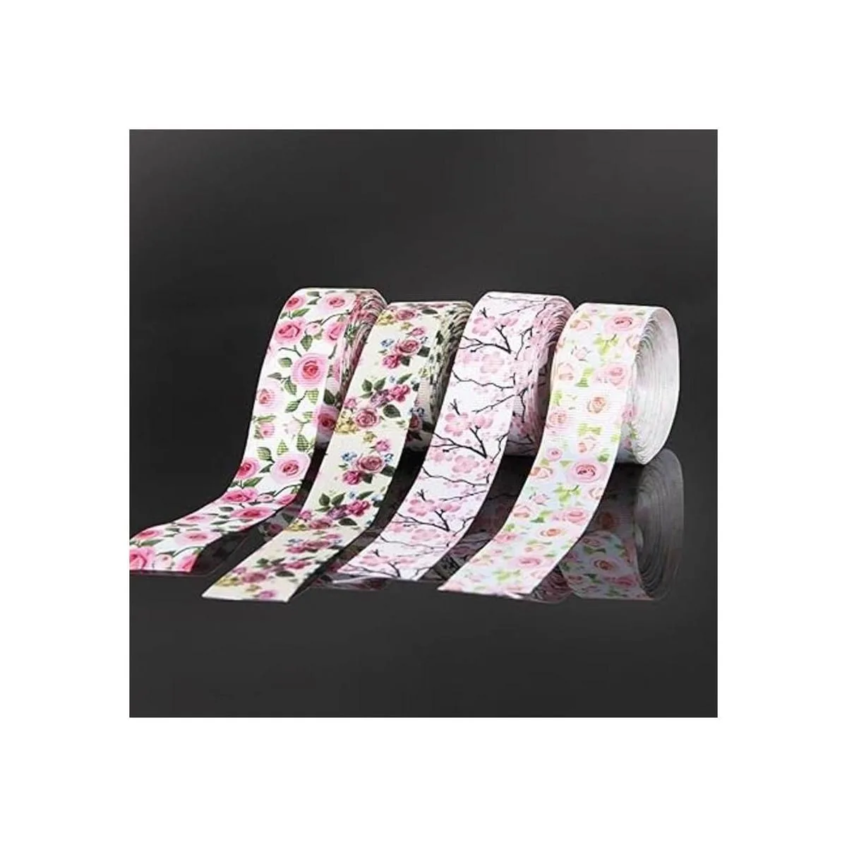 Cinta de grogrén impresa con flores florales 1 pulgada de_6