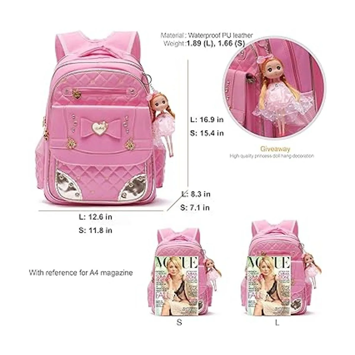 Mochila Ali Victory de piel de poliuretano impermeable_6