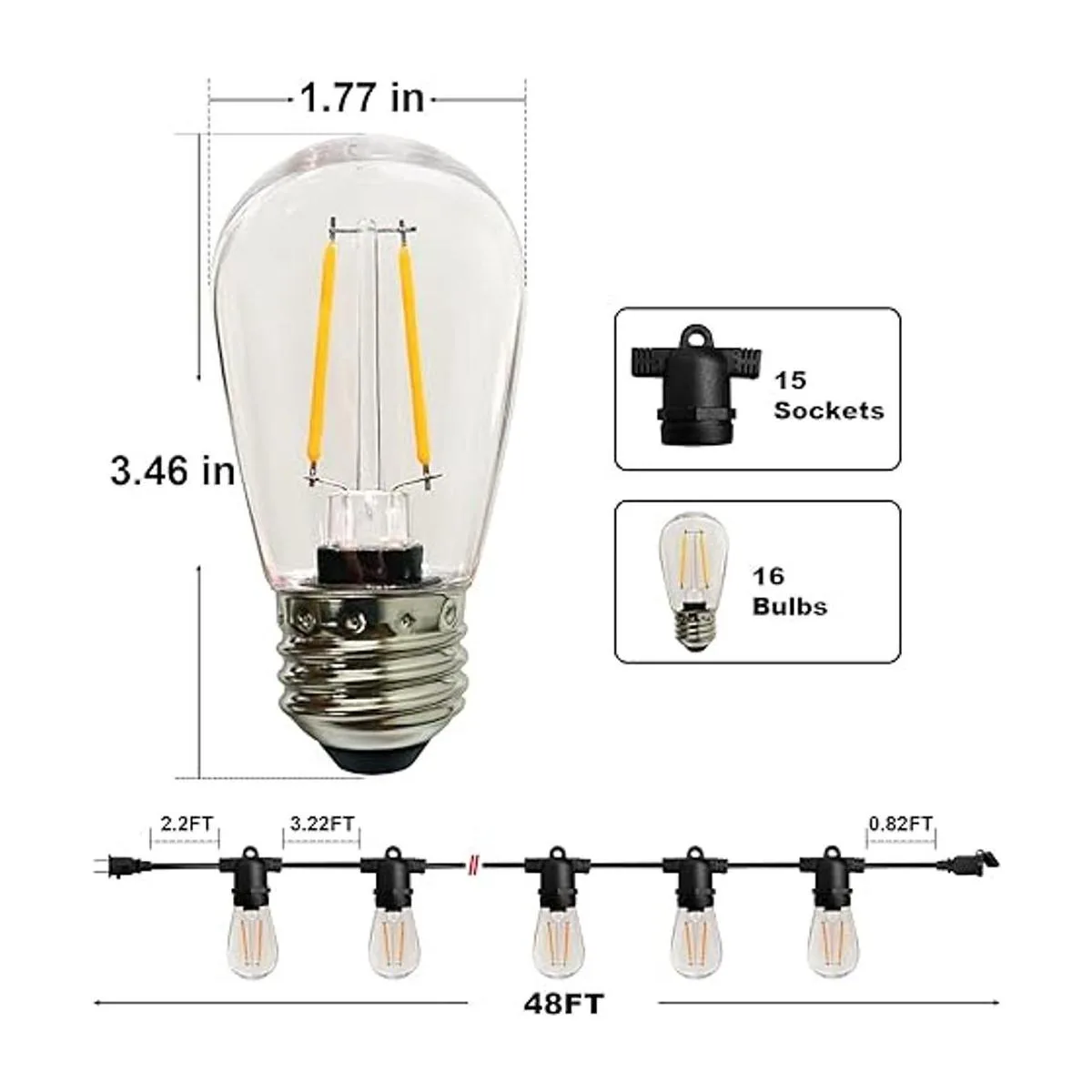 Banord Cadena de luces LED para exteriores luces de patio_2