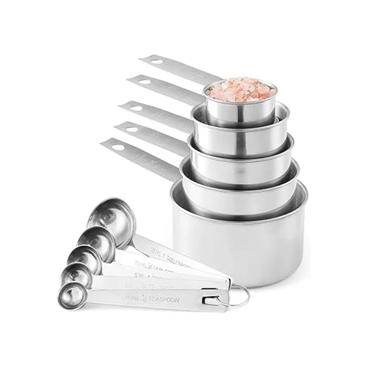 Juego de 10 tazas medidoras y cucharas medidoras de acero_2