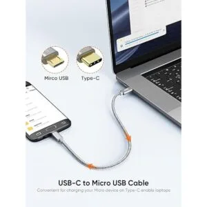 Cable corto micro USB a USB C de 0.65 pies CableCreation_4