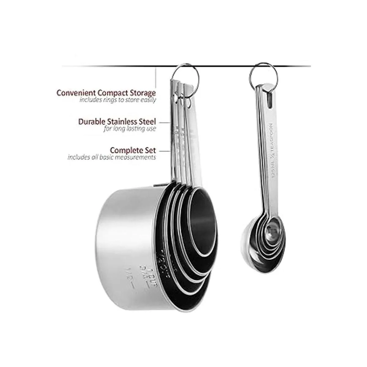 Juego de 10 tazas medidoras y cucharas medidoras de acero_7