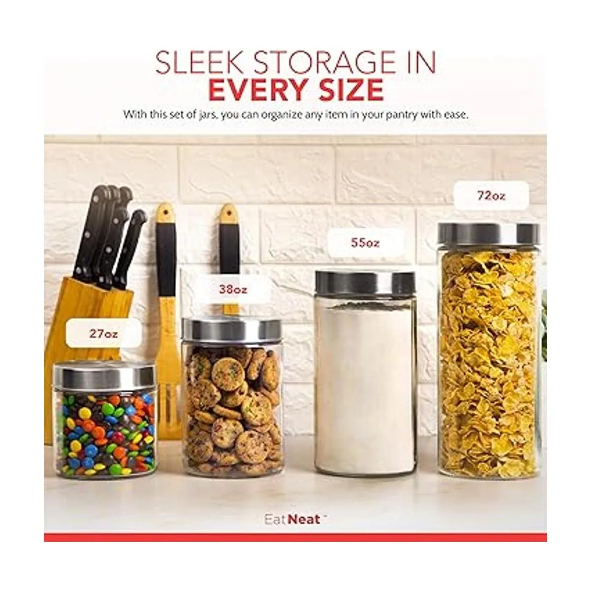 EatNeat Hermosos recipientes de cocina de vidrio de 4_2