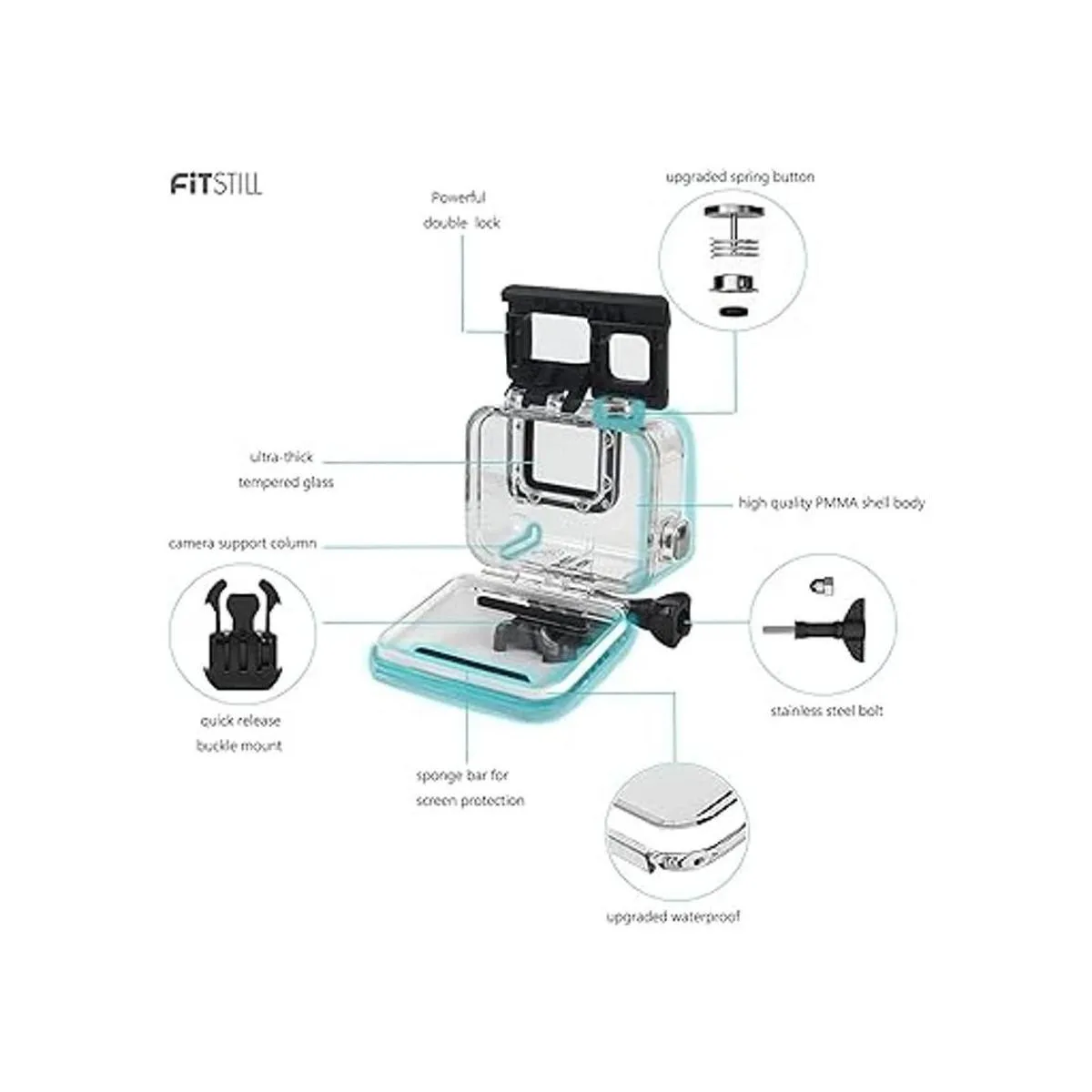 FitStill Carcasa impermeable de doble bloqueo para GoPro_3