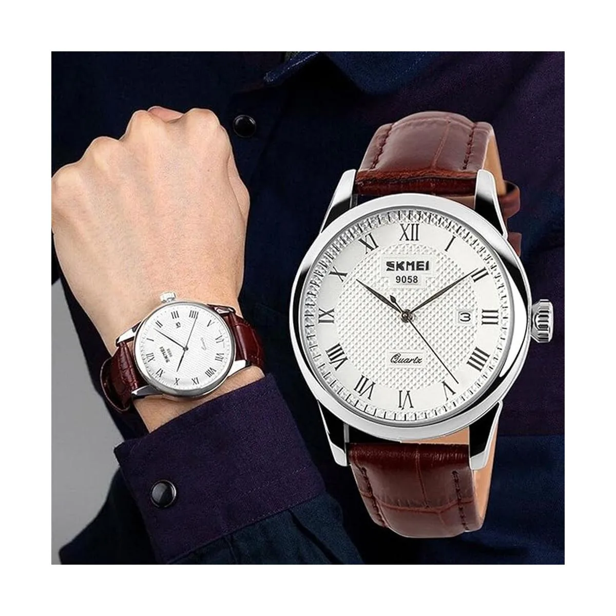 Reloj de cuarzo para hombre con correa de piel analógico_2