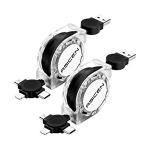 Asicen Paquete de 2 cables de carga rápida 3 en 1 de 3.3_1