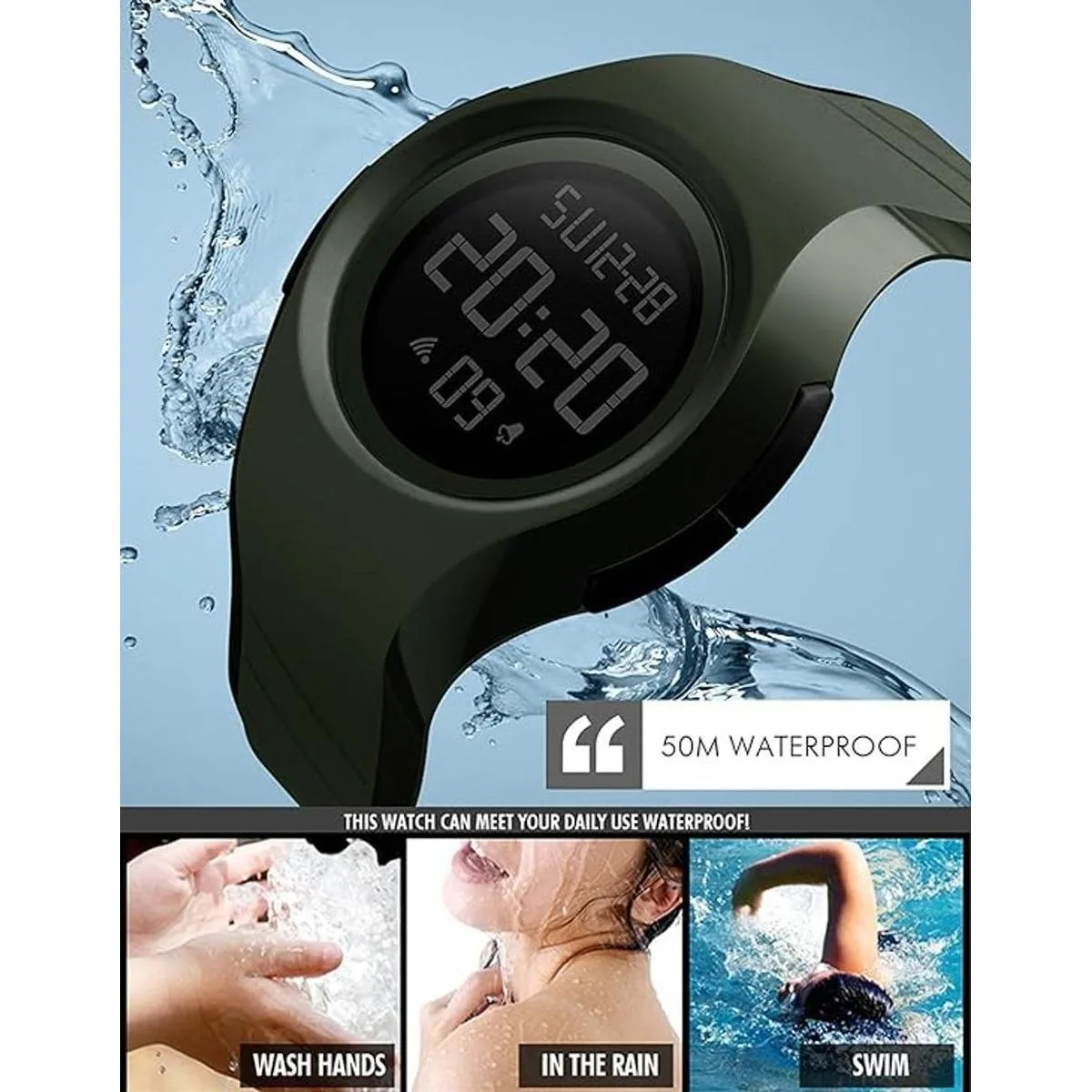 Mastop Reloj deportivo digital con cronómetro impermeable_2